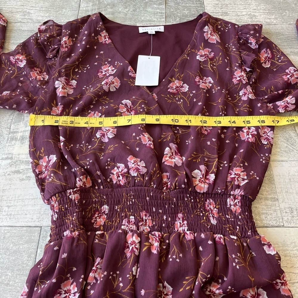 NWT Socialite Puff Sleeve Surplice Mini Dress - Picture 10 of 11